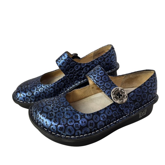 Alegria Shoes - Alegria Size 6 Paloma Mary Jane Metallic Leather Button Embossed Clogs #1306